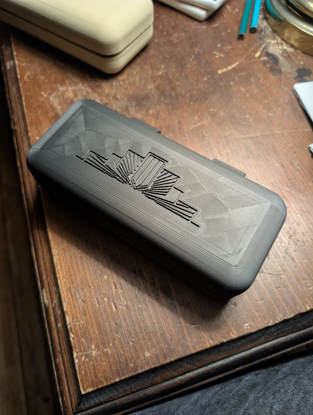 Art Deco Geometric Hard-Shell Glasses Case
